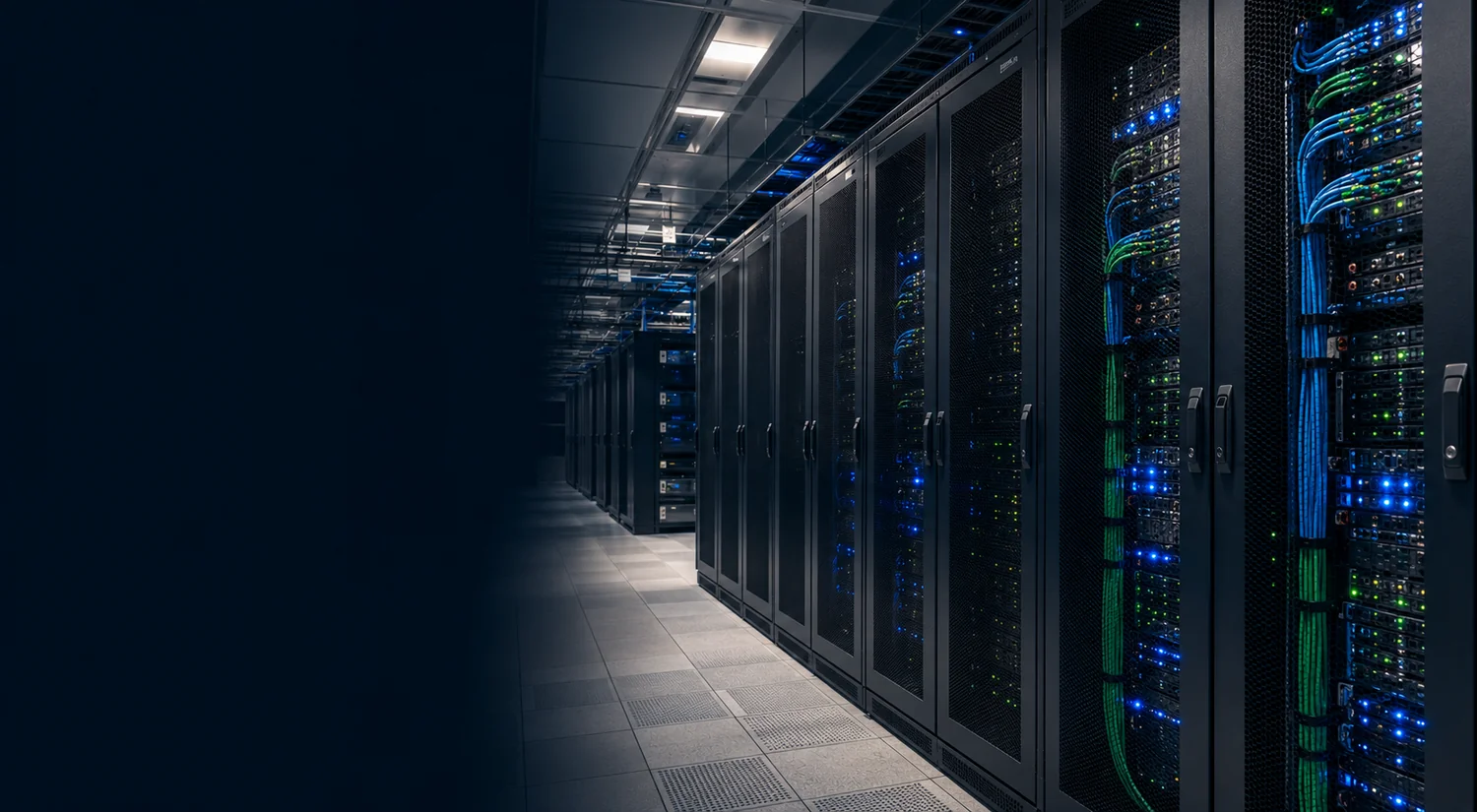 Network cables connected to professional server infrastructure