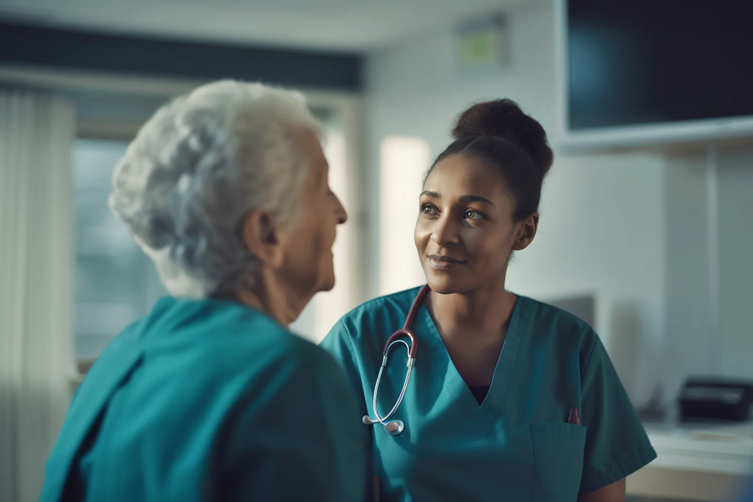 Healthcare professional reassuring a patient during treatment